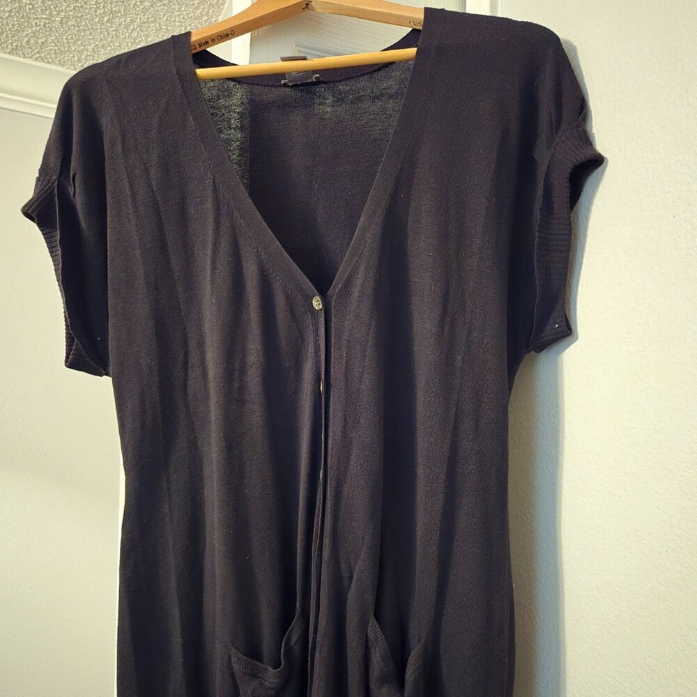 Ann Taylor Black Button up Long Sweater